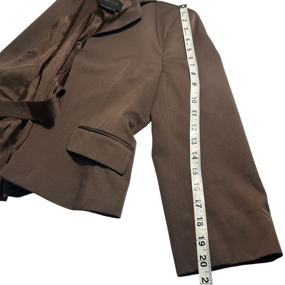 BCBGMaxAzria Cropped Open Tie Front Blazer Copper Brown Sz Medium - Picture 13 of 15